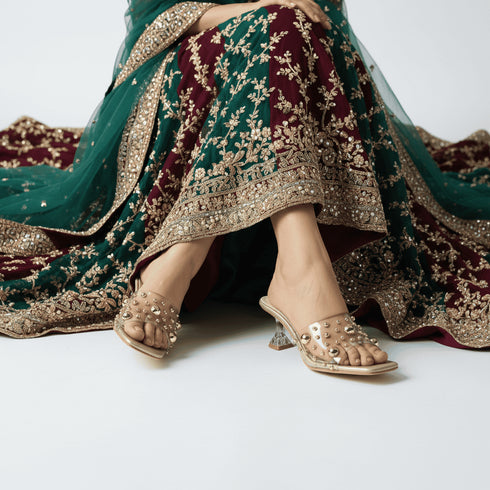 Gold Studded Heels for Women - Party & Office Wear - Image 6 - Cunei India