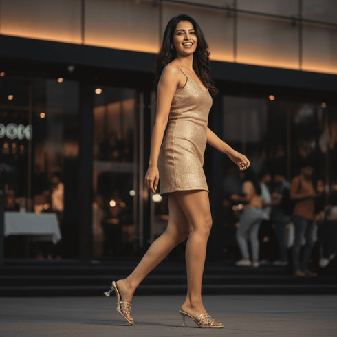 Gold Studded Transparent Heels