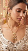 Gold and White CZ Crescent Moon Pendant Necklace Set - view 2