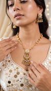 Gold and White CZ Crescent Moon Pendant Necklace Set - view 3