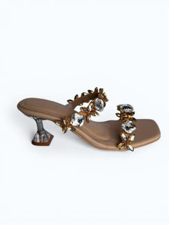 Gold and White Crystal Heels for Women - Party & Wedding Wear - Image 9 - Cunei India
