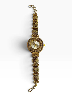 Gold and White Ethnic Wrist Watch for Women - view 2
