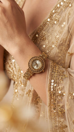 Gold and White Ethnic Wrist Watch product photo, Cunei India