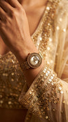 Gold and White Ethnic Wrist Watch detail, Cunei India