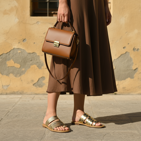 Golden Gladiator Slip Ons for Women - All Occasions - Image 1 - Cunei India