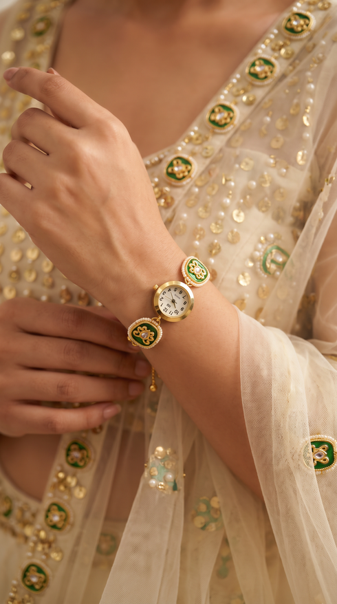 Green Beaded Bracelet Watch