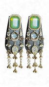Green and Clear Cz Cascading Hanging Earrings for women, Cunei India
