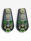 Green Floral Diamond Dangling Earrings product photo, Cunei India
