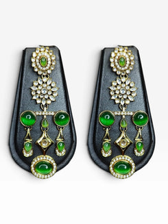Green Floral Diamond Dangling Earrings product photo, Cunei India