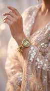 Green and Gold Enamel Ethnic Bracelet Watch product photo, Cunei India