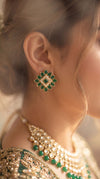 Green Kundan Stud Earrings for Women