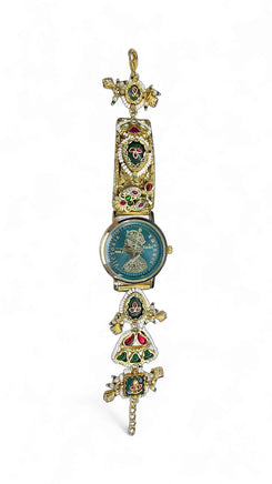 Green Red Black Pearl Ethnic Embellished Watch for women, Cunei India