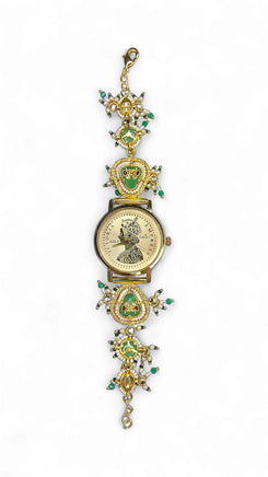 Green and Red Pearl Ethnic Bracelet Watch for women, Cunei India