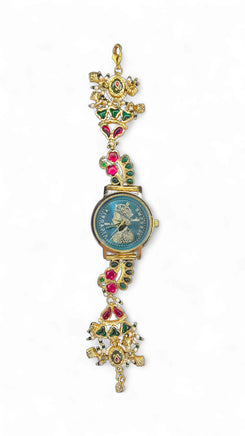 Green and Red Pearl Ethnic Bracelet Watch for women, Cunei India