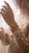Green and Red Kundan Ethnic Bracelet side view, Cunei India