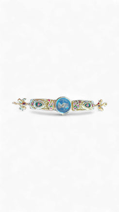 Imperial Green and Red Coin Dial Pearl Watch, side view, Cunei India