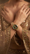 Imperial Green and Red Coin Dial Pearl Watch, detail, Cunei India