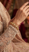 Green and Red Floral Kundan Pearl Studded Ethnic Kada Bangles product photo, Cunei India