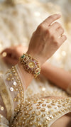 Green and Red Floral Motif CZ Pearl Watch for Women, for women, Cunei India
