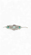 Green and Red Kundan Studded CZ Watch for Women, side view, Cunei India