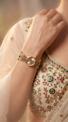 Imperial Green and Red Meenakari Floral Band Pearl Watch, for women, Cunei India