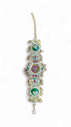 Green and Red Multi Stone Studded CZ Watch for Women, product photo, Cunei India