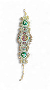 Green and Red Ornate CZ Enamel Watch for Women, side view, Cunei India