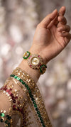 Green and Red Cz Ethnic Bracelet Watch detail, Cunei India