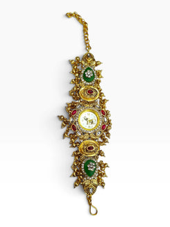 Green Red and White Ethnic Bracelet Watch for Women - view 3