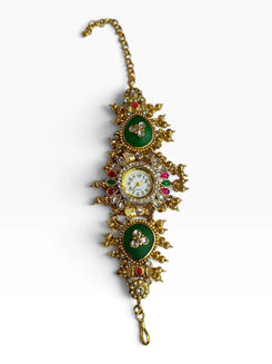 Green, Red, and White Ethnic Bracelet Watch for Women - view 2