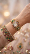 Green, Red, and White Cz Ethnic Bracelet Watch product photo, Cunei India