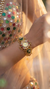 Green Red and White Cz Ethnic Bracelet Watch detail, Cunei India