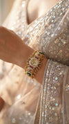 Green, Red and White Ornate Floral CZ Enamel Watch for Women, product photo, Cunei India