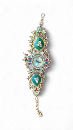 Green, Red and White Ornate Stone CZ Crystal Watch for Women, product photo, Cunei India