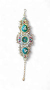 Green, Red and White Three-Tiered CZ Kundan Enamel Watch for Women, side view, Cunei India