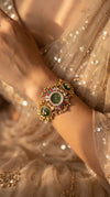 Green, Red and White Three-Tiered CZ Kundan Enamel Watch for Women, product photo, Cunei India