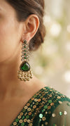Green Teardrop with Pearl Leaf Earrings for women, Cunei India