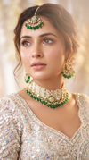 Green and White Three Piece Multi Strand Pearl Bead Necklace Set - view 2