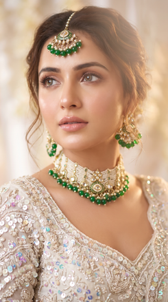 Green and White Three Piece Multi Strand Pearl Bead Necklace Set - view 2