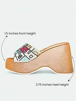 Hand - Embroidered Boho Brown Wedges - Womens Fashion - cunei