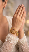 Heirloom Classic Semi Round Green Flower Indian Bracelet for Women