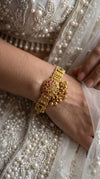 Heirloom Classic Semi Round Green Flower Indian Bracelet for Women - view 2