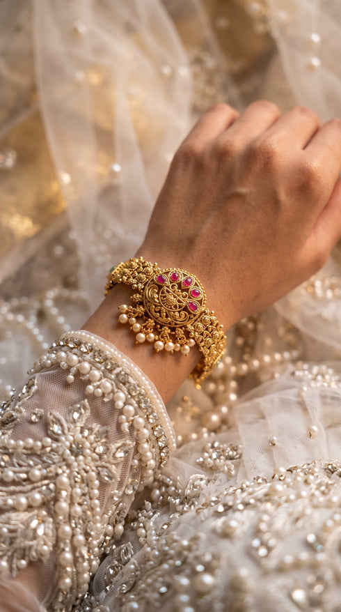 Heirloom Classic Semi Round Mint Flower Indian Bracelet for Women