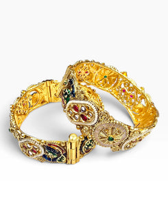 Heirloom Heritage Multicolour Openable Kada Bangles for Women - view 3