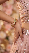 Heirloom Pink Green Flower Indian Bracelet for Women