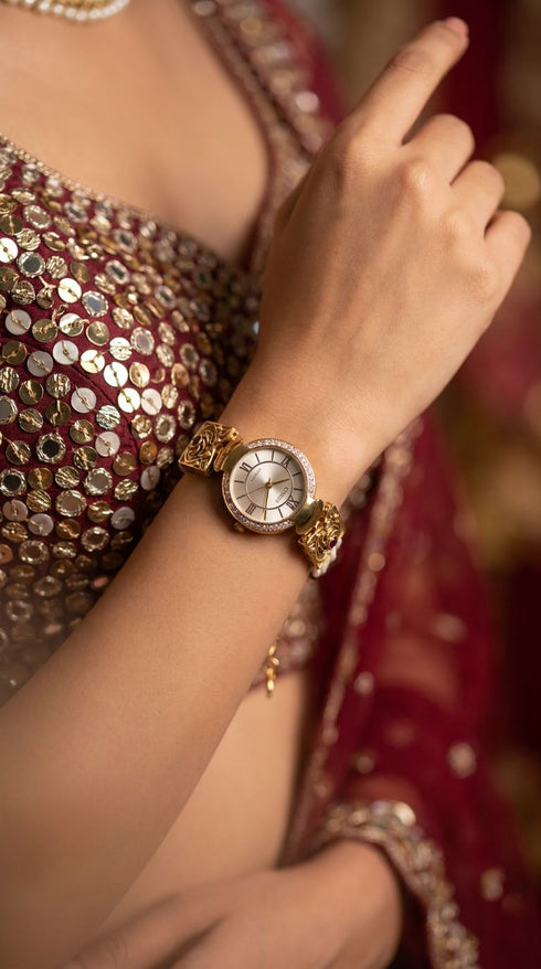 Heritage Beaded Crystal Dial Kundan Watch for Women