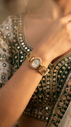 Heritage Beaded Oval Crystal Dial Kundan Watch for Women - view 2
