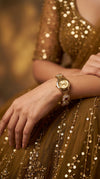 Heritage Beaded Red Oval Golden Dial Kundan Watch for Women - view 2