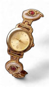 Heritage Beaded Red Oval Golden Dial Kundan Watch for Women