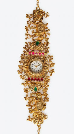 Heritage Elephant and Straight Red Work Rajwadi Watch for Women - view 3